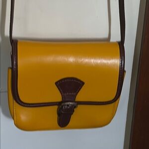 Yellow and Brown Crossbody Bag with Structured Design